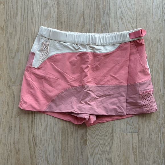 Outdoor Voices Pink and White Skorts with Wrap-Style Front - Picture 2 of 5